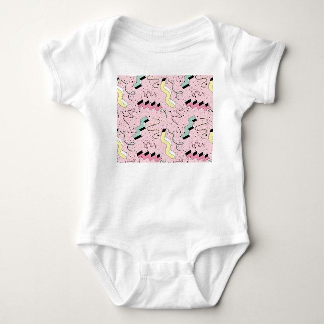 Body Para Bebê Retro abstrato brilhante, padrão perfeito. (Frente)