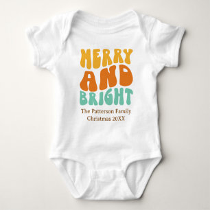Body Para Bebê Retrô Adorável Alegre e Brilhante Natal do Bebê