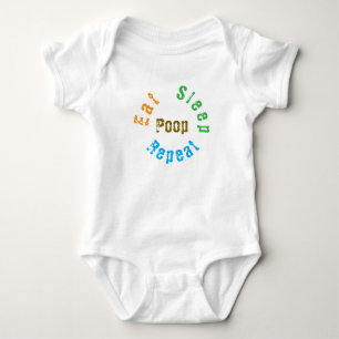 Body Para Bebê Retro Coma Repetição do Poop de Sono citação eng