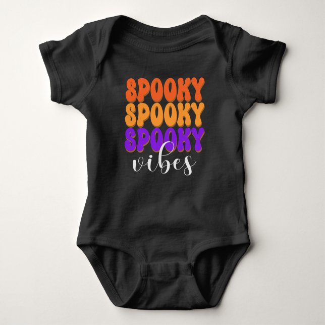Body Para Bebê Retro Groovy Spooky Vibes Halloween (Frente)