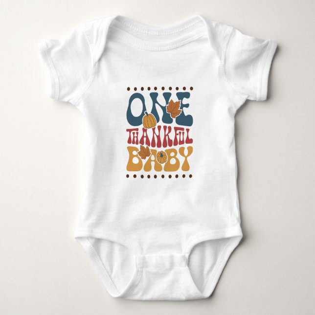 Body Para Bebê Retro One Bebê Grato - Ação de Graças (Frente)
