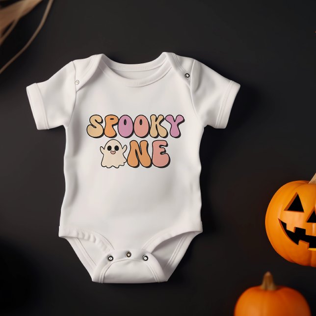 Body Para Bebê Retro Spooky Um Aniversário (Criador carregado)