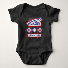 Body Para Bebê Retro USA 250th Anniversary Marquee Sign 1776-2026