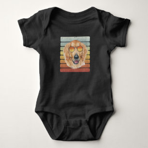 Body Para Bebê Retro Vintage Pôr do Sol Golden Retriever Mãe Pai