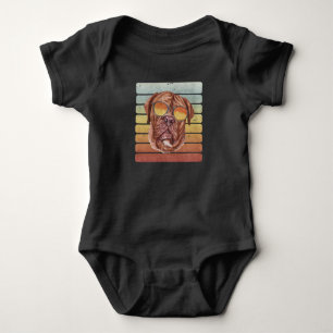 Body Para Bebê Retro Vintage Pôr do Sol Mastim Francês Mãe Pai