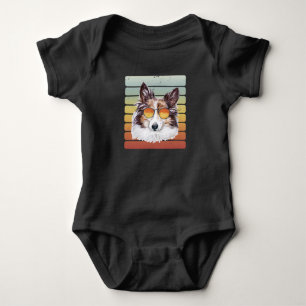 Body Para Bebê Retro Vintage Sunset Sheltie Pai Mãe
