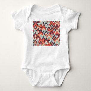 Body Para Bebê Rhombus Geométrico: Padrão Colorido Vintage.