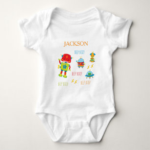 Body Para Bebê Robô Colorido e Divertido Boop Pequeno