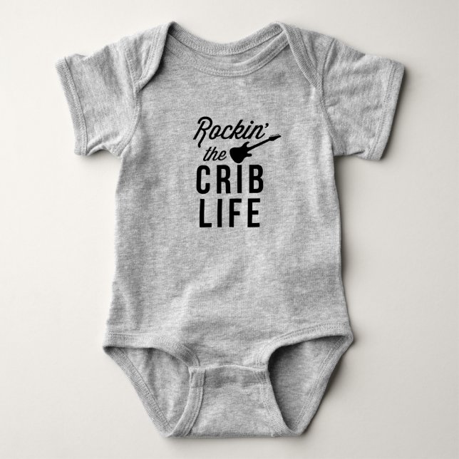 Body Para Bebê Rockin' the Crib Life Funny Music Baby T shirt (Frente)