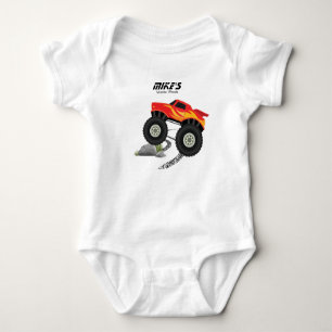 Body Para Bebê Rodas de monstro laranja, amarelo, vermelho, verde