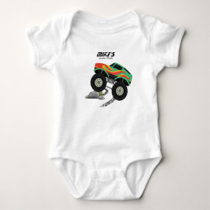 Body Para Bebê Rodas de monstro laranja, amarelo, vermelho, verde