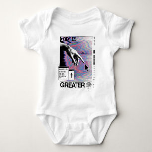 Body Para Bebê Romanos 8:31 Mão de Deus Cyberpunk Glitch Art