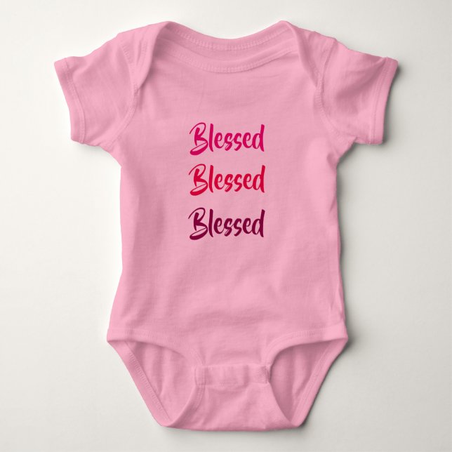 Body Para Bebê Romper "Blessed x3" roze. (Frente)