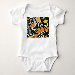 Body Para Bebê Rosa de laranja: Abstrato botânico.