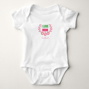Body Para Bebê Rosa e Verde Eu amo a mãe