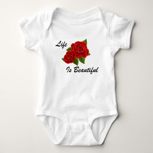 Body Para Bebê Rosa Vermelha Branca (Frente)