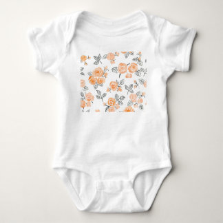 Body Para Bebê Rosas de Aquarela: Fundo Branco de Tinta