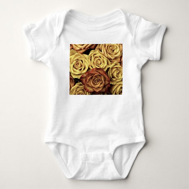 Body Para Bebê Rosas Sintonizados Sepia (Frente)