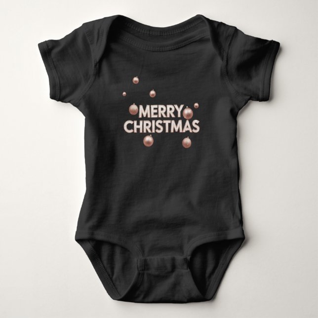 Body Para Bebê Rose Gold Merry Christmas - Holiday Design (Frente)