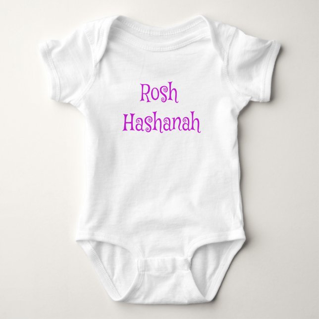 Body Para Bebê Rosh Hashanah Roxo e Branco (Frente)