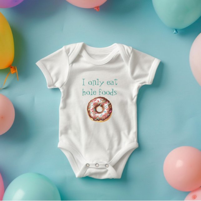 Body Para Bebê Rosquinha Engraçada E Bonita Coma Apenas Comidas D (Cute Funny I Only Eat Hole Foods Donut Bodysuit, Baby Shower Gift, New Baby, Doughnut, Sprinkles)