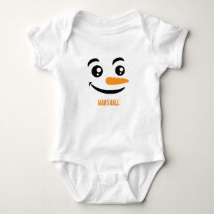 Body Para Bebê Rosto de Boneco de Neve Sorridente