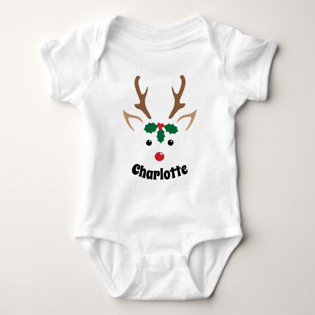 Body Para Bebê Rosto de Rebelde Bonito | Natal personalizado (Frente)