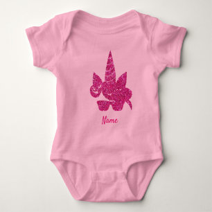 Body Para Bebê Rosto de Unicórnio Brilho Rosa Fofo Meninas Crianç