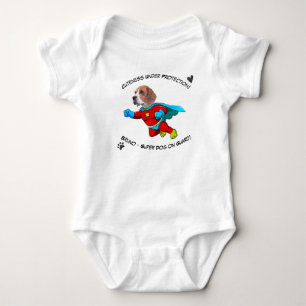 Body Para Bebê Rosto Engraçado   Bebê bonito protegido pelo Super