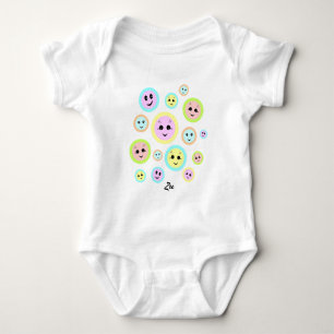 Body Para Bebê Rostos felizes no pastel - divertidos e bonitos