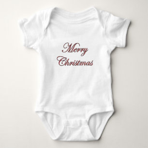 Body Para Bebê Roteiro Alegre Natal Festivo em Brilho Vermelho