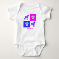 Rottweiler Cachorro e Pata Rosa e Azul Bebê Roupa