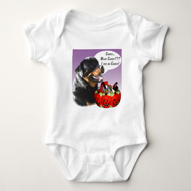 Body Para Bebê Rottweiler Halloween Candy (Frente)