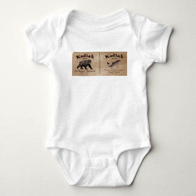 Body Para Bebê Rótulo de Salmão Vintage Kodiak (Frente)