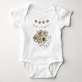 Body Para Bebê Round Baby Photo Momma's Primavera Flower Daisies