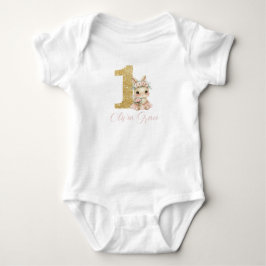 Body Para Bebê Roupa de 1º Aniversário de Coelhinho Bailarina Fof
