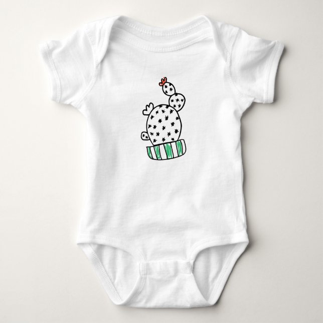 Body Para Bebê Roupa de Bebê Cacto Fofo – Bebê Boho Adorável  (Frente)