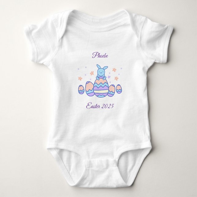 Body Para Bebê Roupa de Bebê Coelhinha Personalizada para Páscoa (Frente)