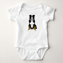 Roupa de bebê com design de cachorro fofo.