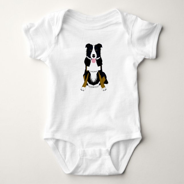Body Para Bebê Roupa de bebê com design de cachorro fofo. (Frente)