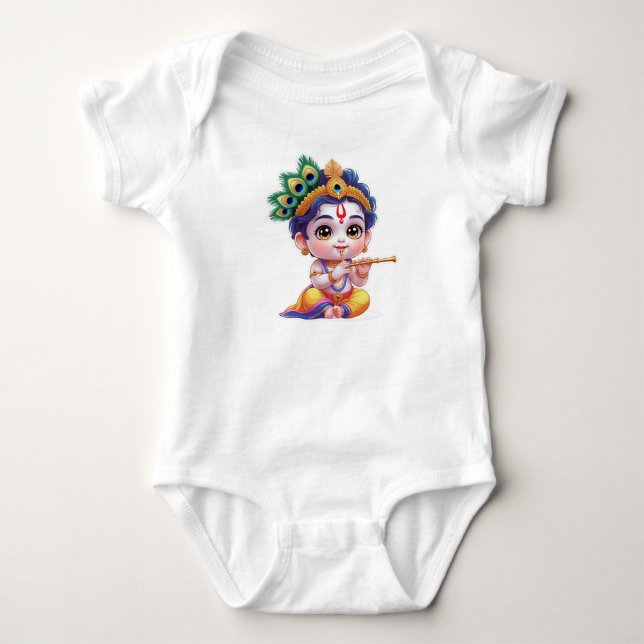 Body Para Bebê Roupa de Bebê Cute Little Krishna – Deus Hindu (Frente)