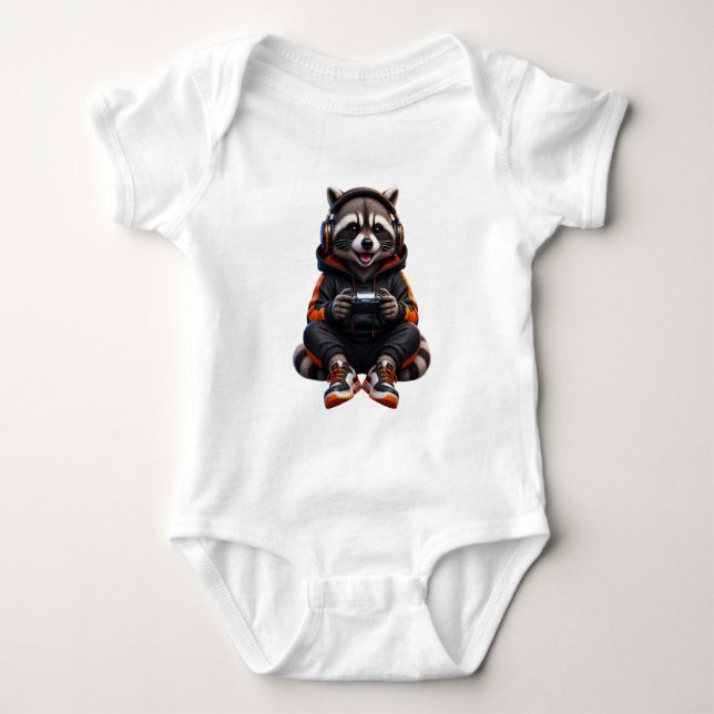 Body Para Bebê Roupa de Bebê de Guaxinim de Academia Fofa – Peque (Frente)