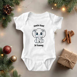 Body Para Bebê Roupa de Bebê Elefante Fofo Olhos Azuis Ilustração