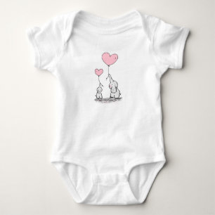 Body Para Bebê Roupa de Bebê Elefante Mãe e Filhote de Uma Peça