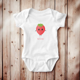 Body Para Bebê Roupa de Bebê Fofa com Nome Personalizado Morango