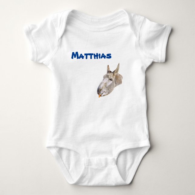 Body Para Bebê Roupa de Bebê Matthias Nome Com Um Burro (Frente)