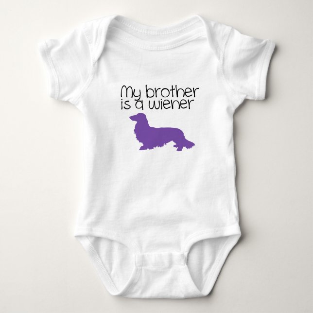 Body Para Bebê Roupa de bebê 'Meu irmão é um cachorro salsicha de (Frente)