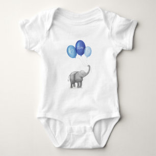 Body Para Bebê Roupa de bebê personalizada de elefante giro (azul