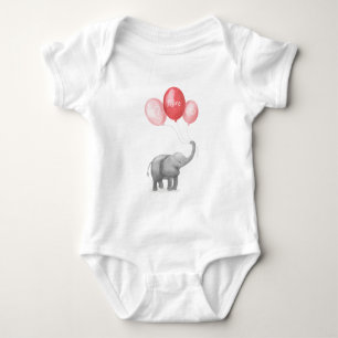 Body Para Bebê Roupa de bebê personalizada de elefante giro (rosa