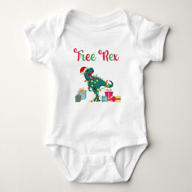 Body Para Bebê roupa de bebê rex de natal em árvore (Frente)